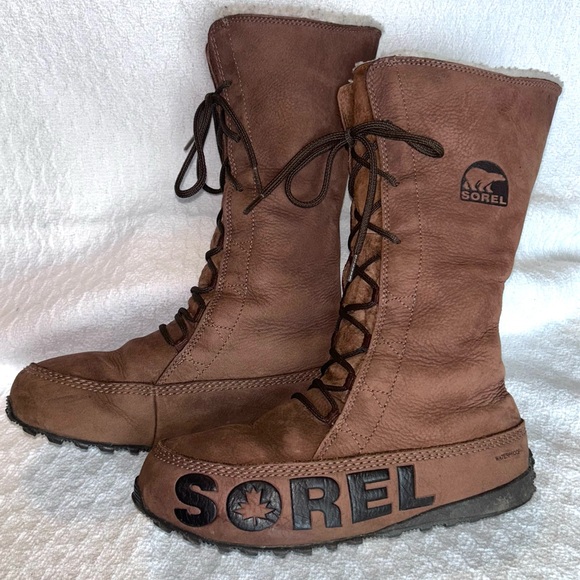 Sorel brown lace-up winter boots women's 8 - Picture 12 of 16